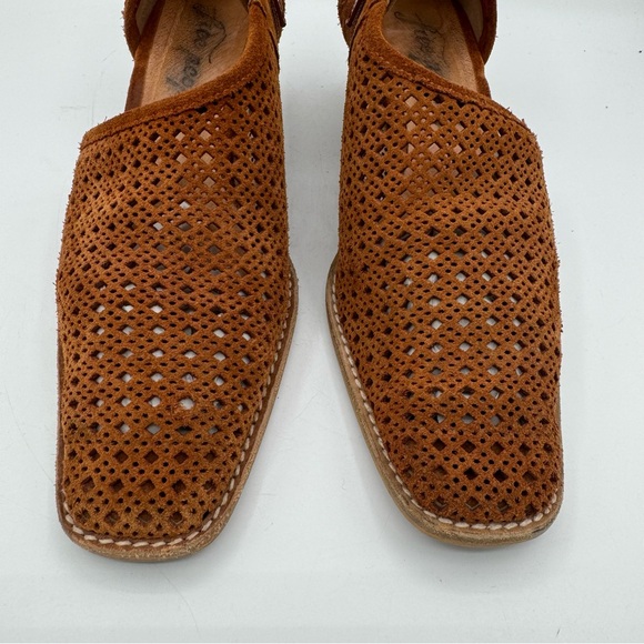 Free People Pandora D Orsay Laser Cut Out Brown Suede Shoe Boot Boho - Picture 5 of 14